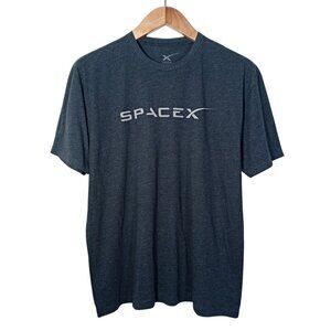 SpaceX Authentic Mens Crew Neck Logo T-Shirt Heather Gray Cotton Blend Size 2X